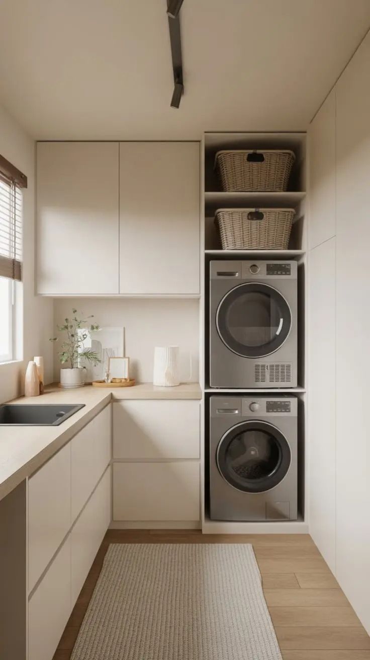 Laundry a medida con lavarropas y secarropas en columna